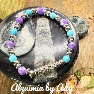 turquoise beaded silver bracelet